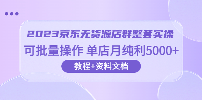 2023京东-无货源店群整套实操 可批量操作 单店月纯利5000+63节课+资料文档|优聚轻创