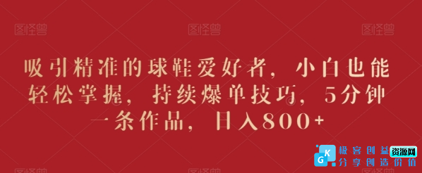 图片[1]|吸引精准的球鞋爱好者，小白也能轻松掌握，持续爆单技巧，5分钟一条作品，日入800+【揭秘】|优聚轻创