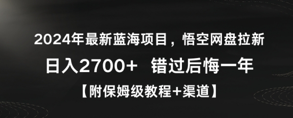 图片[1]|2024年最新蓝海项目，悟空网盘拉新，日入2700+错过后悔一年【附保姆级教程+渠道】【揭秘】|优聚轻创