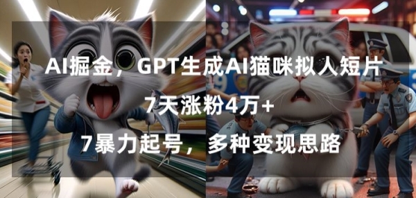 图片[1]|GPT生成AI猫咪拟人短片，7天涨粉4万+，暴力起号，多种变现思路【揭秘】|优聚轻创