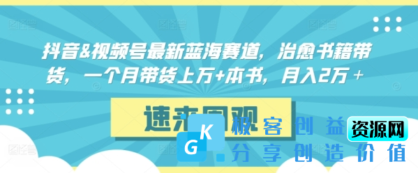 图片[1]|抖音&视频号最新蓝海赛道，治愈书籍带货，一个月带货上万+本书，月入2万＋【揭秘】|优聚轻创