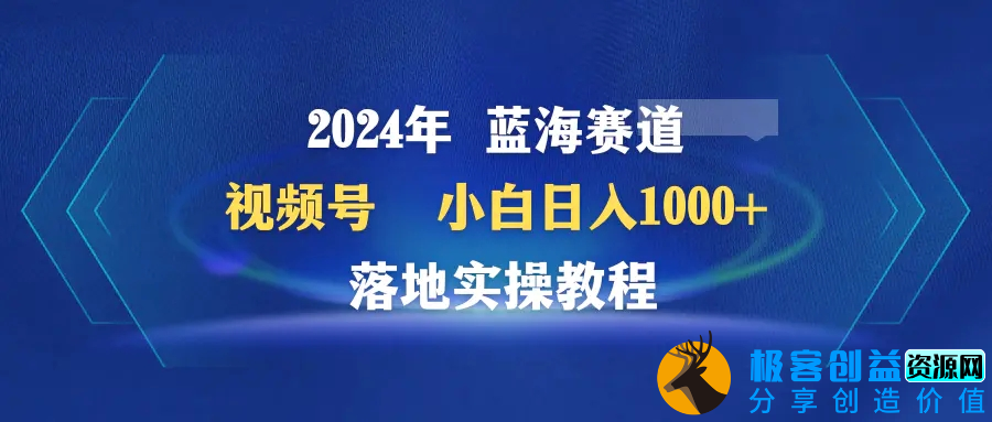 图片[1]|2024年蓝海赛道 视频号 小白日入1000+ 落地实操教程|优聚轻创