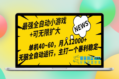 2024最新全网独家小游戏全自动，单机40~60,稳定躺赚，小白都能月入过万|优聚轻创