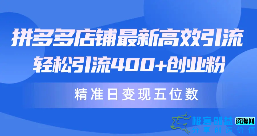 图片[1]|拼多多店铺最新高效引流术，轻松引流400+创业粉，精准日变现五位数！|优聚轻创