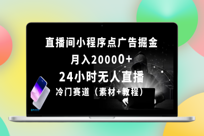 24小时无人直播小程序点广告掘金， 月入20000+，冷门赛道，起好猛，独…|优聚轻创