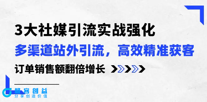图片[1]|3大社媒引流实操强化，多渠道站外引流/高效精准获客/订单销售额翻倍增长|优聚轻创