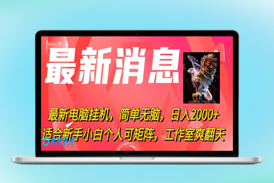 最新电脑挂机，简单无脑，日入2000+适合新手小白个人可矩阵，工作室模…|优聚轻创