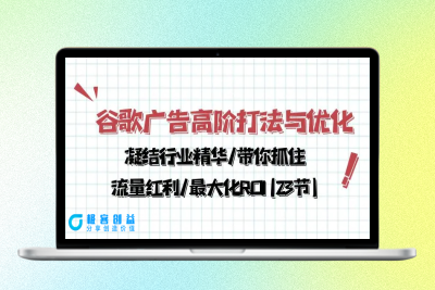 谷歌广告高阶打法与优化，凝结行业精华/带你抓住流量红利/最大化ROI(23节)|优聚轻创