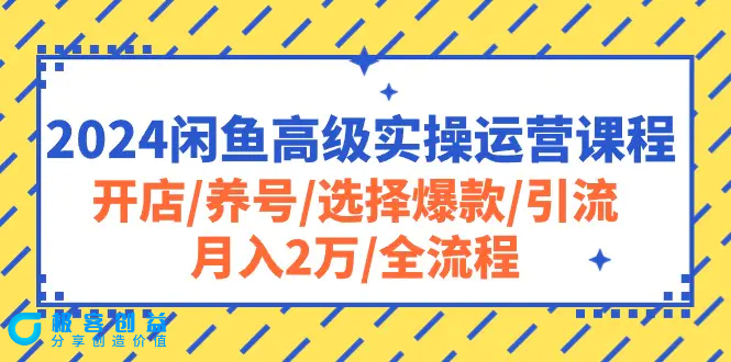 图片[1]|2024闲鱼高级实操运营课程：开店/养号/选择爆款/引流/月入2万/全流程|优聚轻创