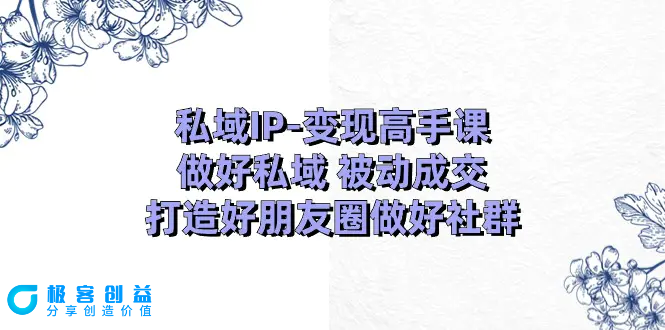 图片[1]|私域IP-变现高手课：做好私域 被动成交，打造好朋友圈做好社群（18节）|优聚轻创