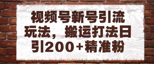 视频号新号引流玩法，搬运打法日引200+精准粉，可矩阵放大【揭秘】|优聚轻创
