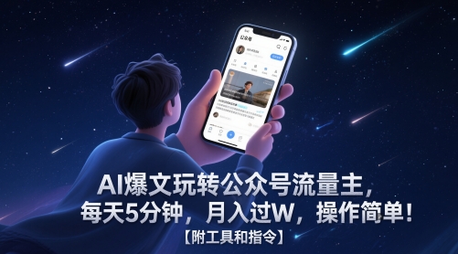 AI爆文玩转公众号流量主，每天5分钟，月入过W，操作简单！【附工具和指令】|优聚轻创