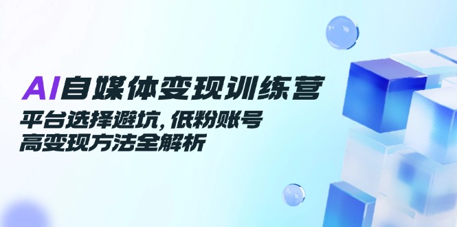 AI自媒体变现训练营，平台选择避坑，低粉账号高变现方法全解析|优聚轻创
