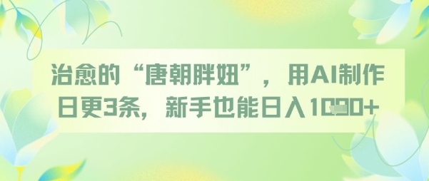 治愈的“唐朝胖妞”，用AI制作日更3条，新手也能日入多张|优聚轻创