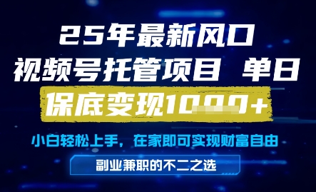 25年最新风口，视频号托管项目，单日保底变现1k+，手把手教学【揭秘】|优聚轻创