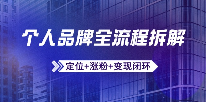 个人品牌全流程拆解：定位+涨粉+变现闭环，微信生态运营与资源整合|优聚轻创