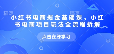 小红书电商掘金课，小红书电商项目玩法全流程拆解(更新5月)|优聚轻创