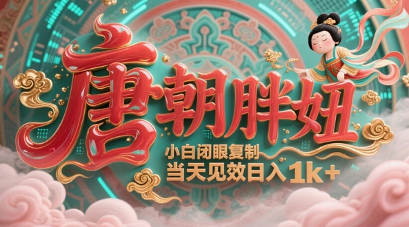 用AI克隆“唐朝胖妞”日更3条，平台疯狂推流，小白闭眼复制，当天见效，日入1k+|优聚轻创