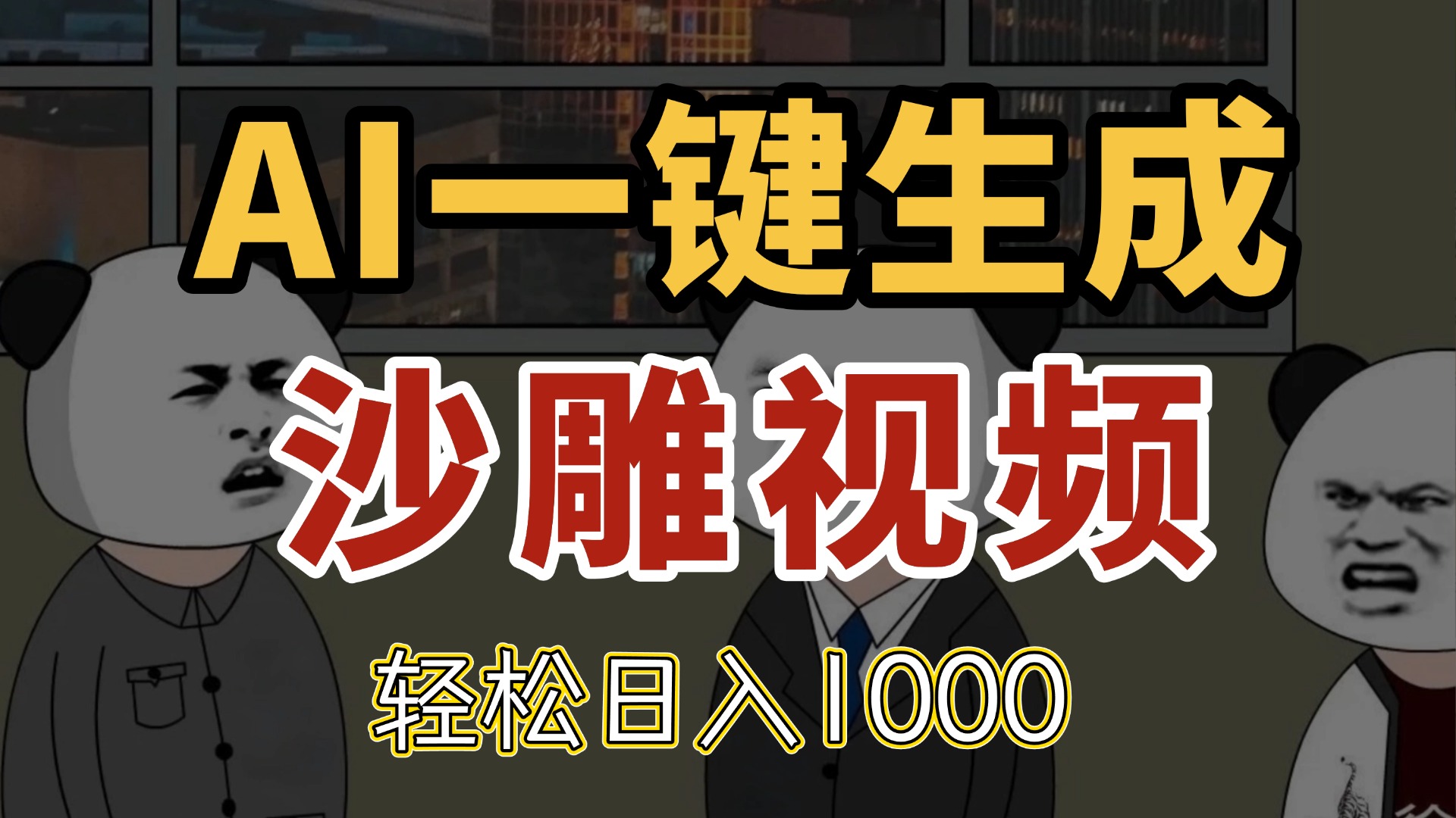 AI一键生成沙雕视频，一条视频千万播放，轻松日入1000|优聚轻创