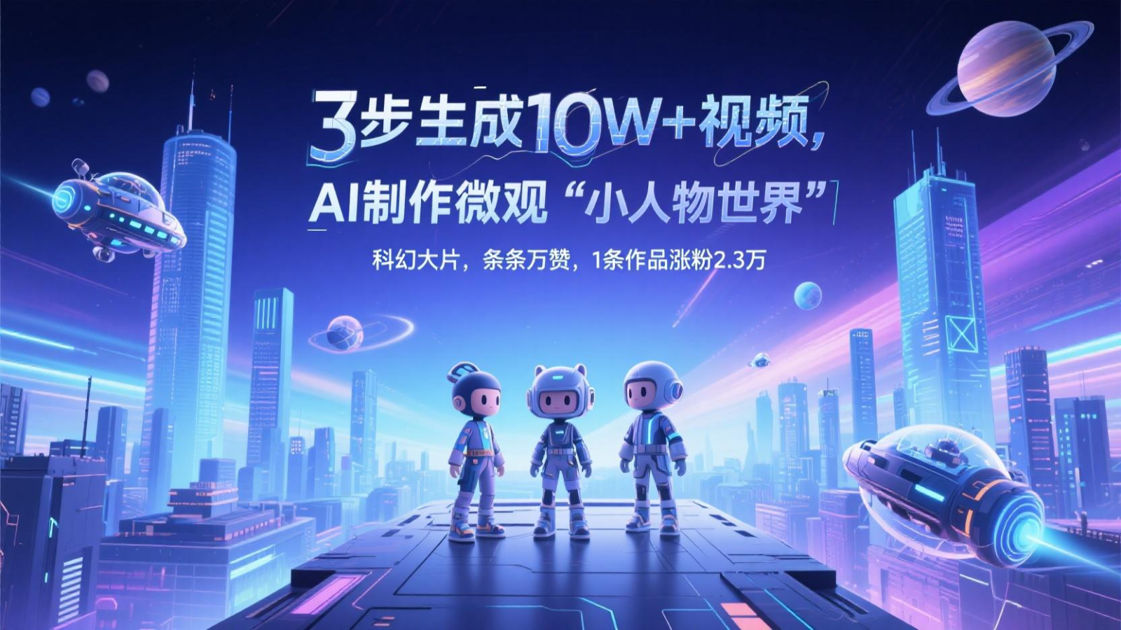 三步生成10W+视频，AI制作微观“小人物世界”科幻大片，条条万赞，1条作品涨粉2.3万|优聚轻创