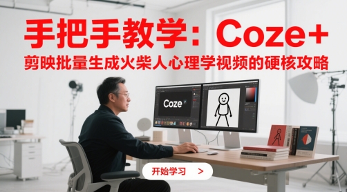 手把手教学：Coze + 剪映批量生成火柴人心理学视频的硬核攻略|优聚轻创