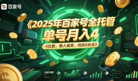 2025年百家号全托管，单号月入4-5位数，懒人福音，纯挂G玩法【揭秘】|优聚轻创
