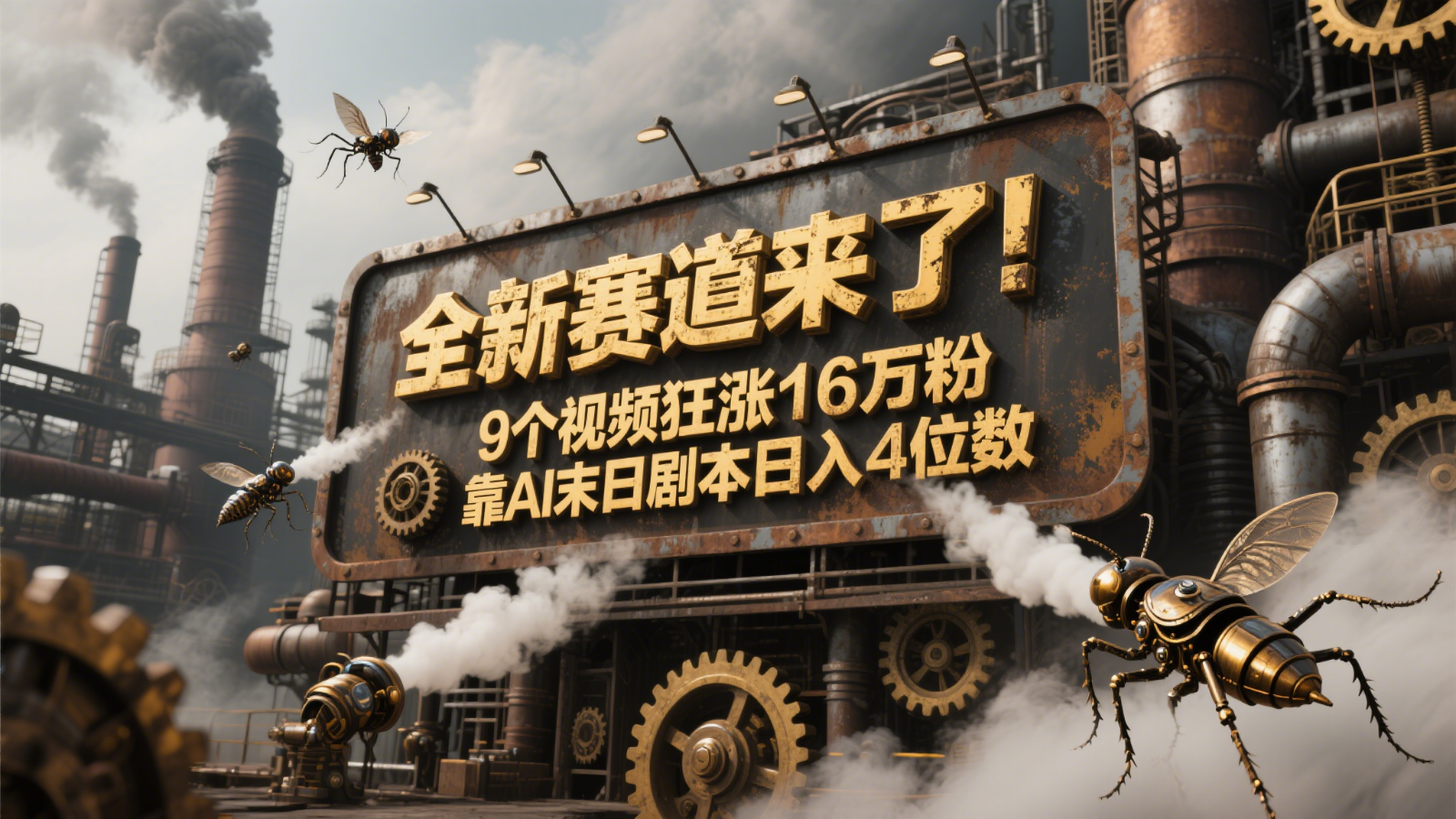 全新赛道来了！9个视频狂涨16万粉，靠AI末日剧本日入4位数，评论区爆肝追更！|优聚轻创