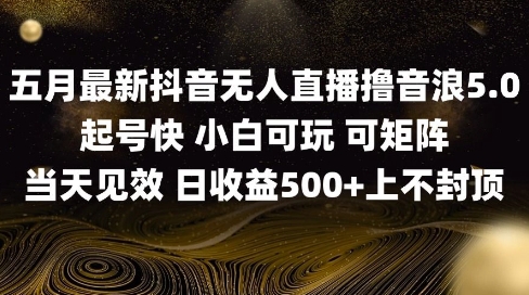 2025五月最新无人直播撸音浪单日产出5张+实操教程【揭秘】|优聚轻创