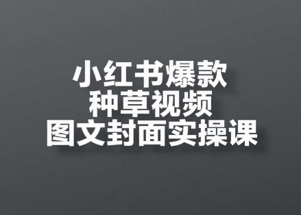 小红书爆款种草视频图文封面实操课，​开店、选品、引流、变现全流程|优聚轻创