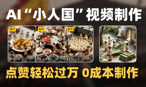 爆款1000W+播放微缩景观迷你小人国AI视频0成本制作全流程教学|优聚轻创