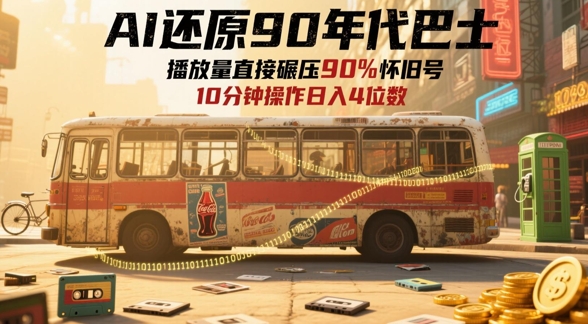 AI还原90年代巴士，一帧就让70后泪崩，播放量直接碾压90%怀旧号，每天操作十分钟，日入四位数|优聚轻创