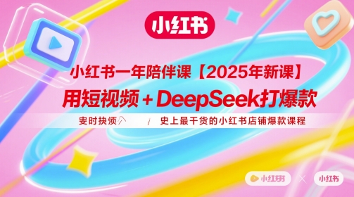 小红书一年陪伴课【2025年新课】，用短视频+deepSeek打爆款，史上最干货的小红书店铺爆款课程|优聚轻创