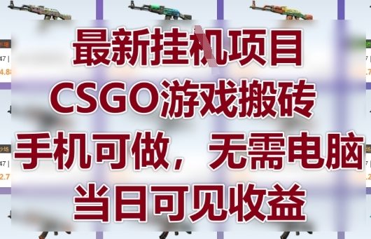 最新挂G项目，CSGO游戏搬砖，手机可做，无需电脑，当日见收益【揭秘】|优聚轻创